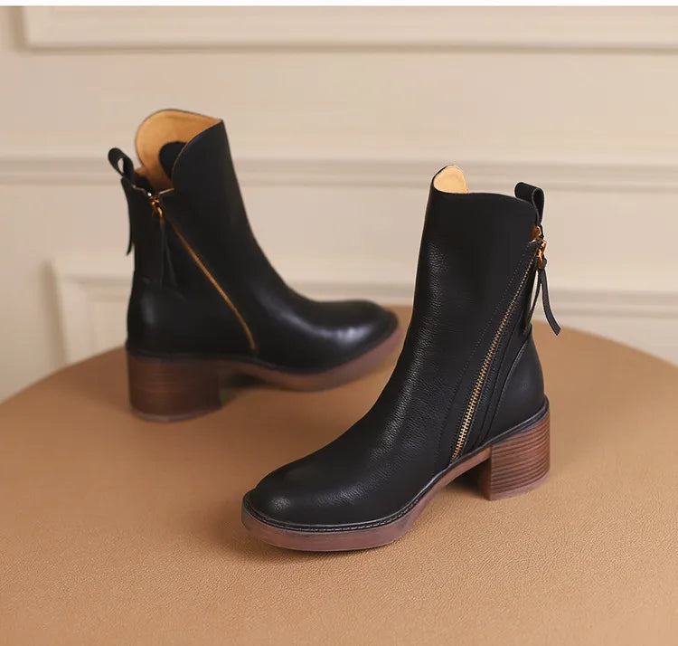 Stivali da Donna Autunnali con Tacco Medio In Nero o Marrone | Diona TIAMUSE Boots