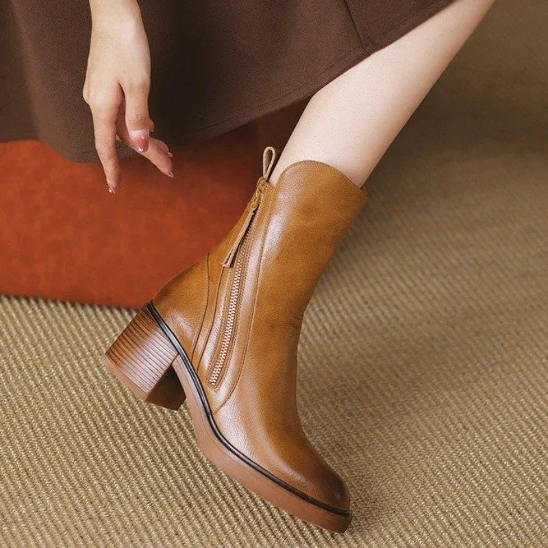 Stivali da Donna Autunnali con Tacco Medio In Nero o Marrone | Diona TIAMUSE Boots