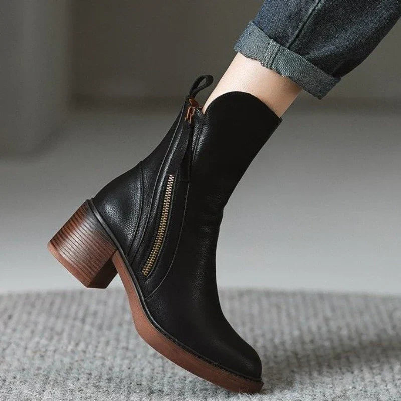 Stivali da Donna Autunnali con Tacco Medio In Nero o Marrone | Diona TIAMUSE Boots