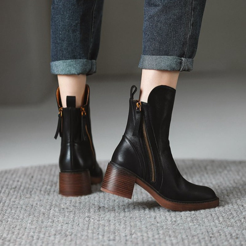 Stivali da Donna Autunnali con Tacco Medio In Nero o Marrone | Diona TIAMUSE Boots
