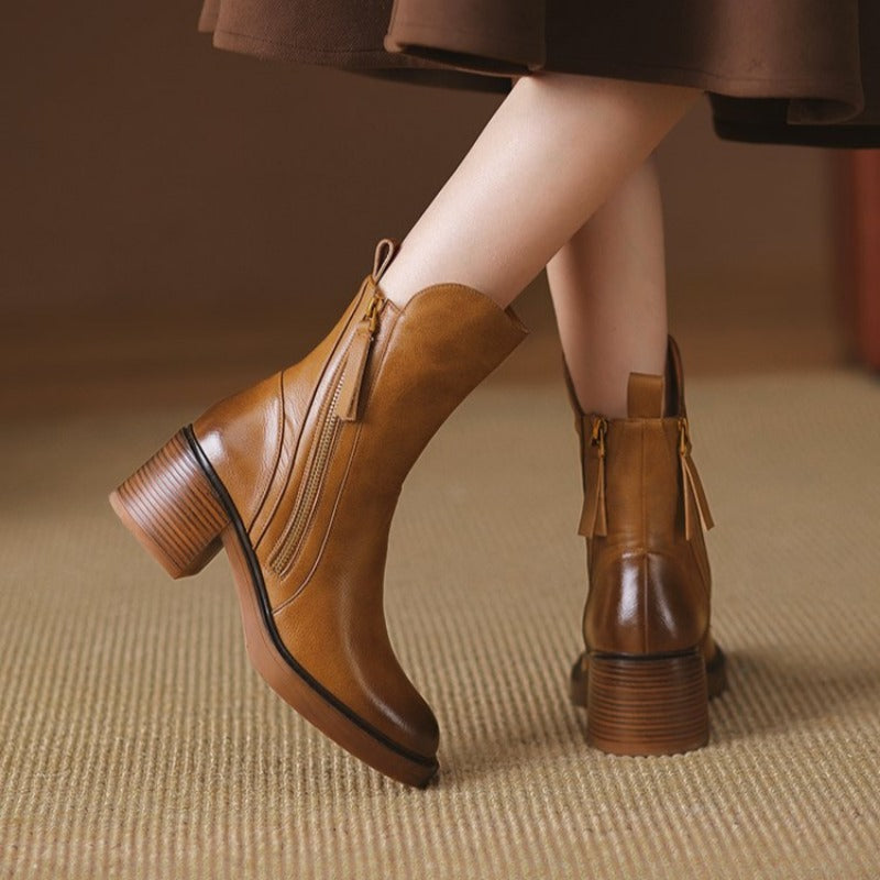 Stivali da Donna Autunnali con Tacco Medio In Nero o Marrone | Diona TIAMUSE Boots