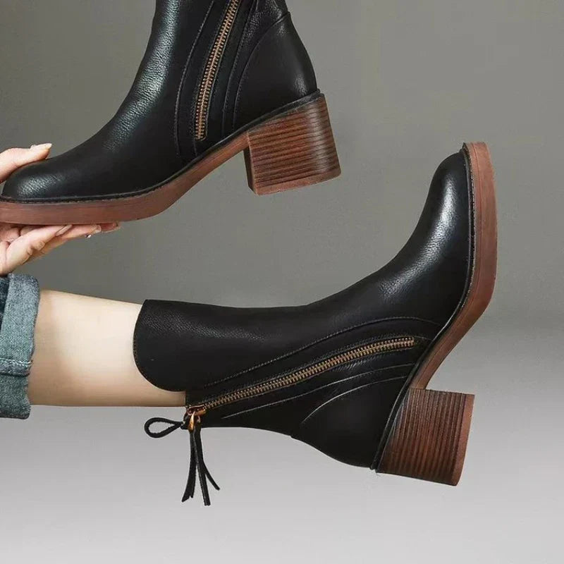 Stivali da Donna Autunnali con Tacco Medio In Nero o Marrone | Diona TIAMUSE Boots