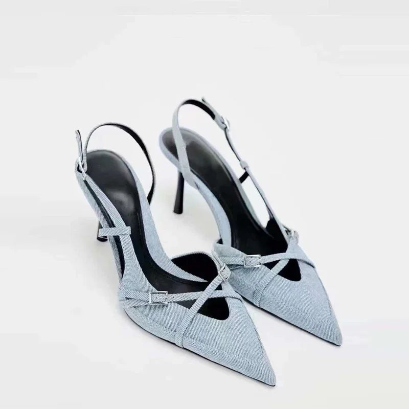 Tacchi in Denim alla Moda da Donna | Scarpe Eleganti con Punta – Irida TIAMUSE Old Money Style