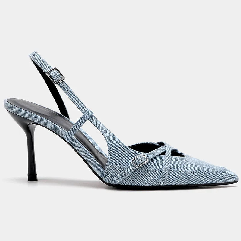 Tacchi in Denim alla Moda da Donna | Scarpe Eleganti con Punta – Irida TIAMUSE Old Money Style