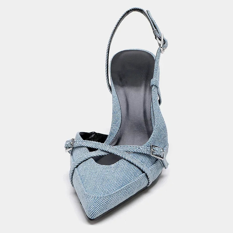 Tacchi in Denim alla Moda da Donna | Scarpe Eleganti con Punta – Irida TIAMUSE Old Money Style