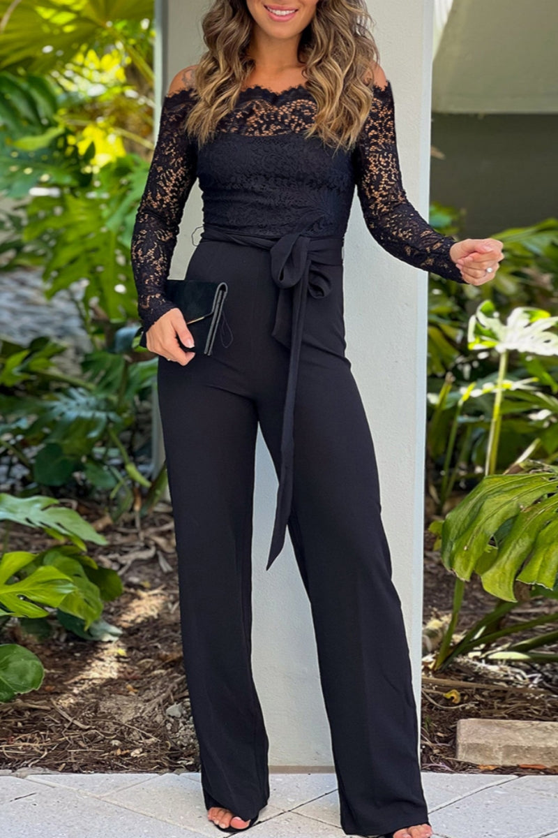 Tuta Elegante Nera in Pizzo 2025 | Jumpsuit Attillata con Rete Trasparente per Occasioni Speciali TIAMUSE Jumpsuits & Rompers/Jumpsuits