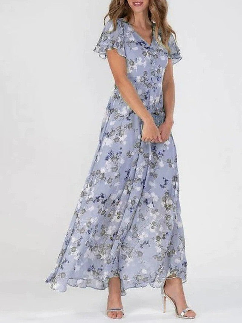 Zairin Abito Lungo Fluttuante | Vestito Maxi Leggero con Scollo a V e Stile Femminile TIAMUSE Dress