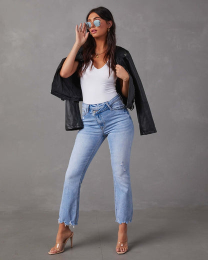 Jeans Donna Lavaggio Chiaro | Casual Slim Fit Denim Monica TIAMUSE Jeans