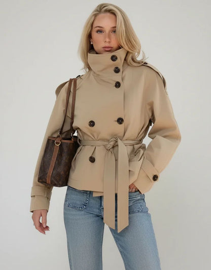 Trench Corto Donna Autunnale | Cappotto Leggero con Cintura – Noemis