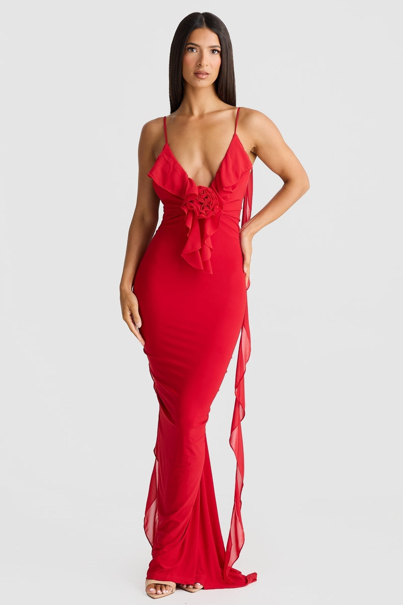 Abito Aderente Lungo – Perfetto per Cerimonie e Feste in colore Nero e Rosso | Lisali TIAMUSE Dress