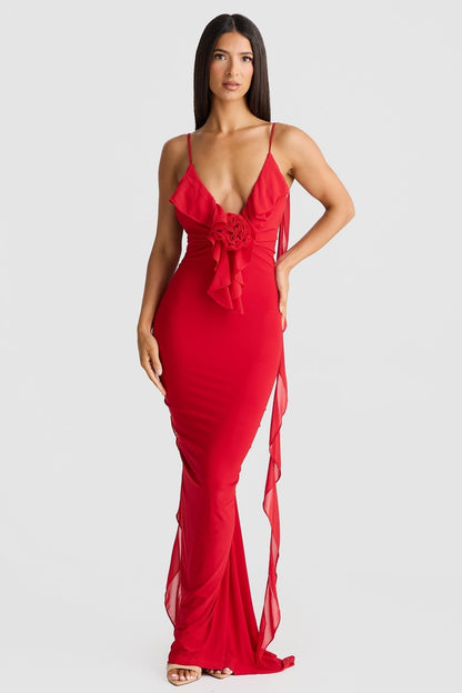 Abito Aderente Lungo – Perfetto per Cerimonie e Feste in colore Nero e Rosso | Lisali TIAMUSE Dress