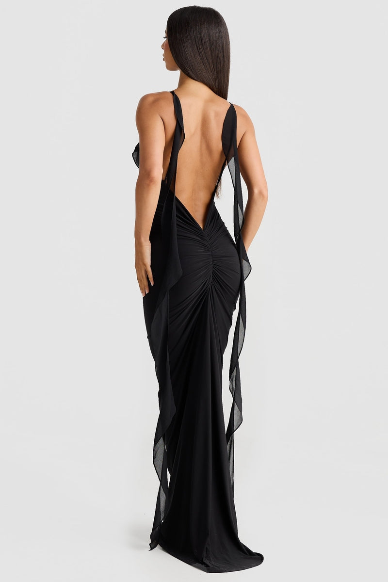 Abito Aderente Lungo – Perfetto per Cerimonie e Feste in colore Nero e Rosso | Lisali TIAMUSE Dress