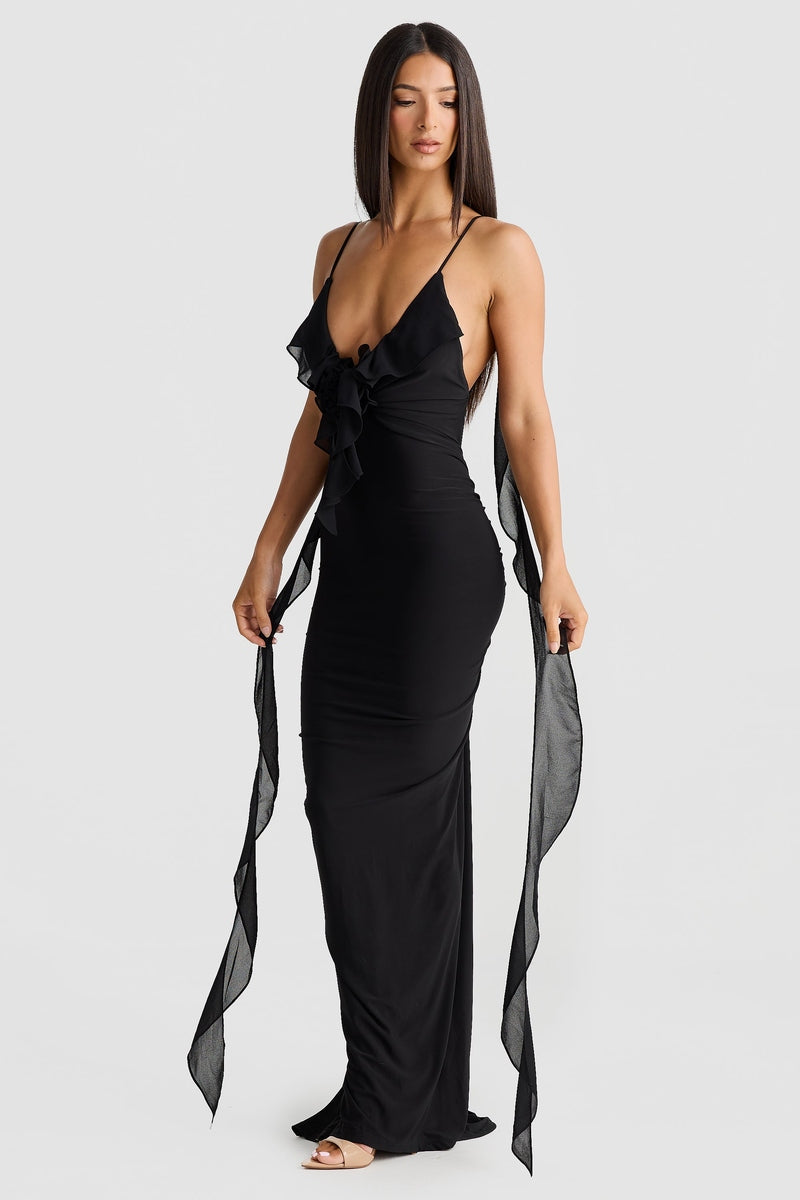 Abito Aderente Lungo – Perfetto per Cerimonie e Feste in colore Nero e Rosso | Lisali TIAMUSE Dress