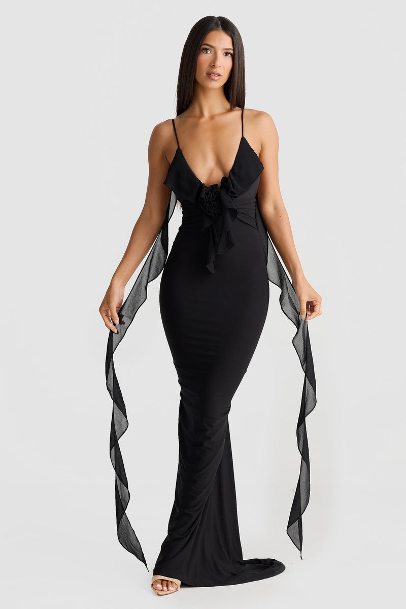 Abito Aderente Lungo – Perfetto per Cerimonie e Feste in colore Nero e Rosso | Lisali TIAMUSE Dress