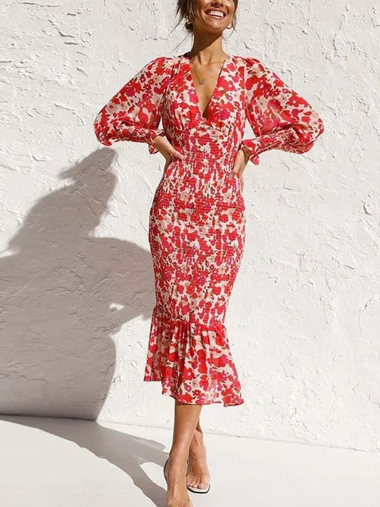 Abito Elegante Rosso – Sofia | Linee Femminili, Tessuto Leggero, Stile Versatile TIAMUSE Abito