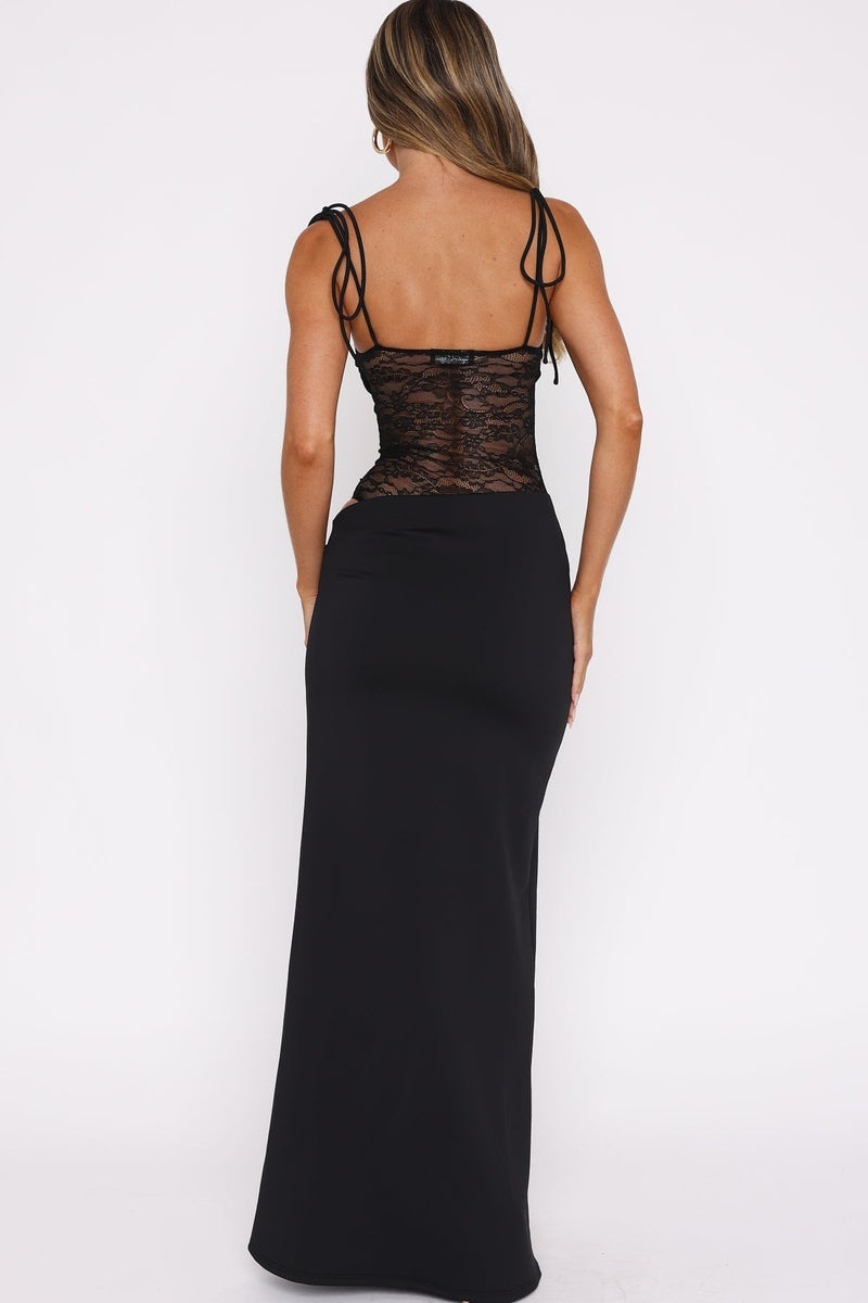 Abito Lungo Elegante con Pizzo e Spalline Regolabili | Valea TIAMUSE Abito