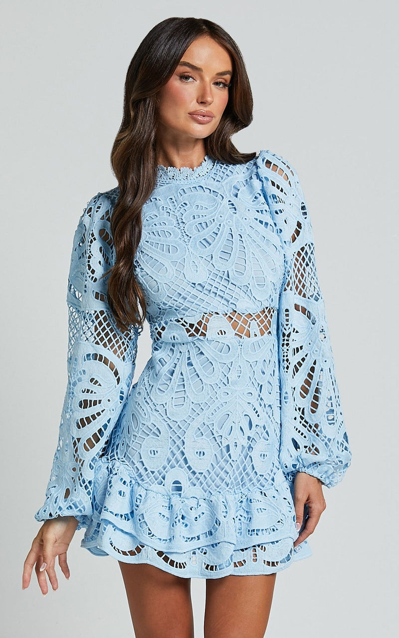 Abito Mini Romantico in Pizzo Azzurro – Preferito per Occasioni Speciali Estate 2025 | Chiara TIAMUSE Abito GLAM