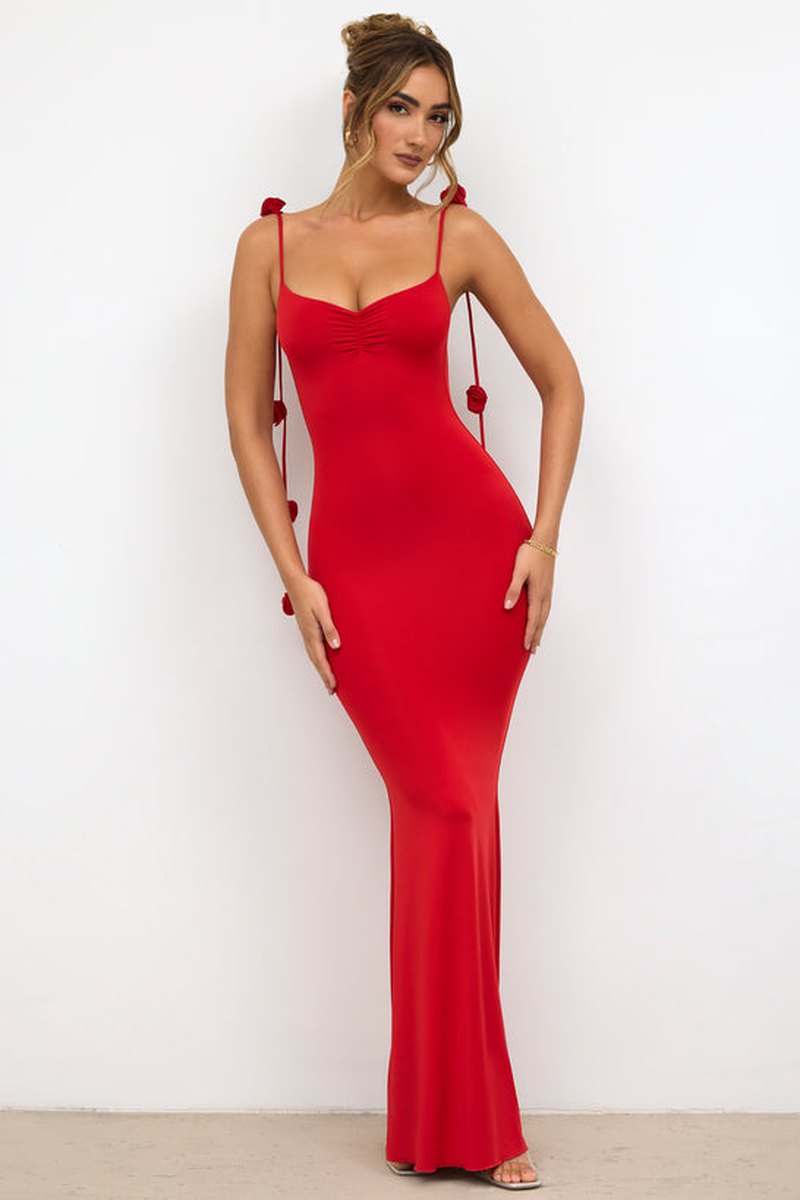 Abito da Donna Elegante con Spalline Floreali | Alessia Vestito Lungo per Eventi TIAMUSE Abito Vestito