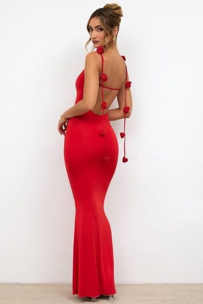 Abito da Donna Elegante con Spalline Floreali | Alessia Vestito Lungo per Eventi TIAMUSE Abito Vestito