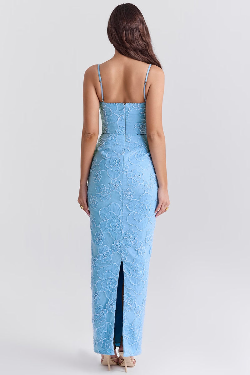 Abito in Pizzo Ricamato Blu Josefin – Eleganza per Cerimonie e Serate Speciali TIAMUSE Abito