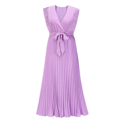 Abito lungo elegante in chiffon con maniche a volant – Perfetto per l’estate 2025 TIAMUSE Abito