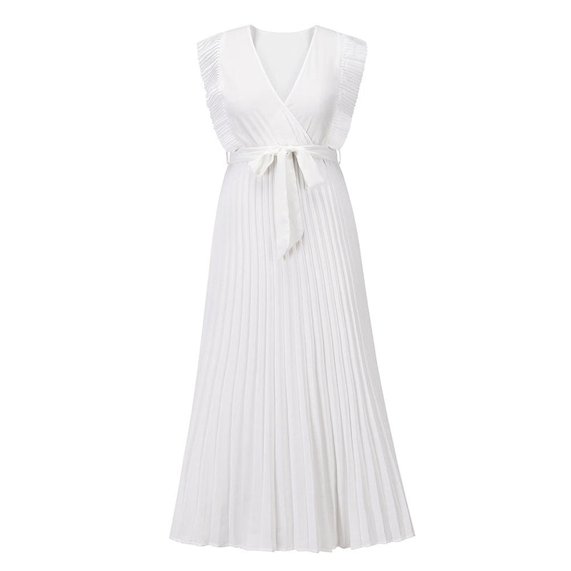 Abito lungo elegante in chiffon con maniche a volant – Perfetto per l’estate 2025 TIAMUSE Abito