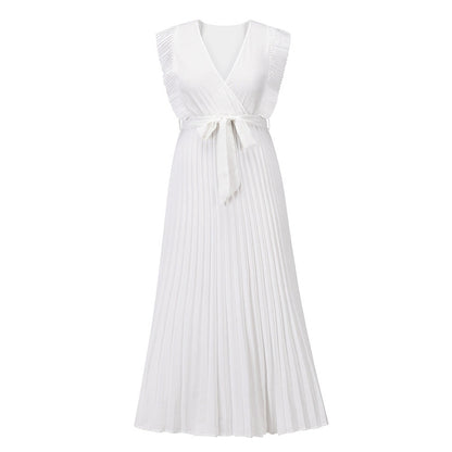 Abito lungo elegante in chiffon con maniche a volant – Perfetto per l’estate 2025 TIAMUSE Abito