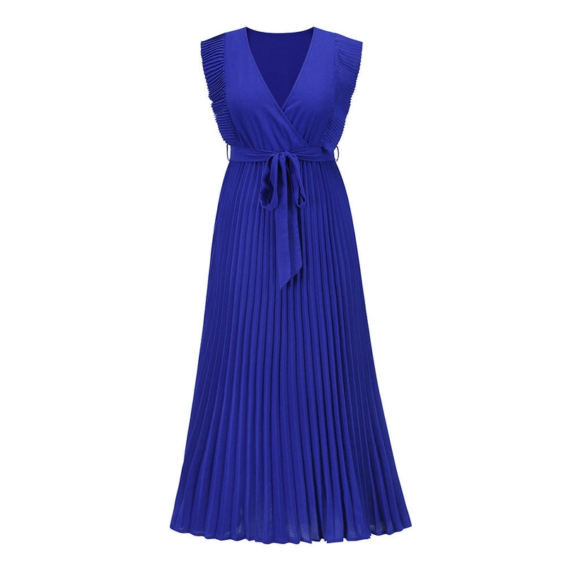 Abito lungo elegante in chiffon con maniche a volant – Perfetto per l’estate 2025 TIAMUSE Abito