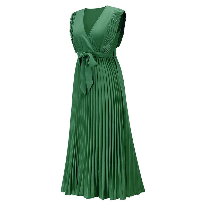 Abito lungo elegante in chiffon con maniche a volant – Perfetto per l’estate 2025 TIAMUSE Abito