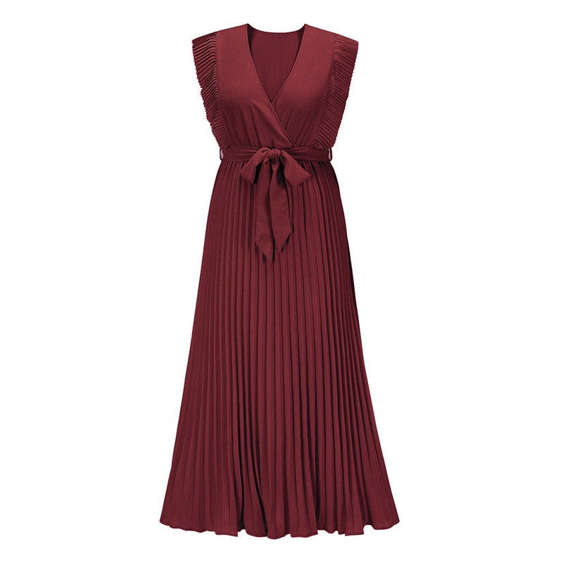 Abito lungo elegante in chiffon con maniche a volant – Perfetto per l’estate 2025 TIAMUSE Abito