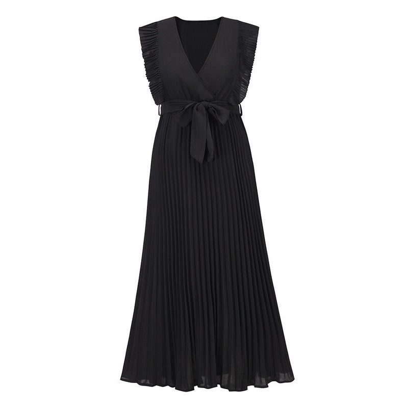 Abito lungo elegante in chiffon con maniche a volant – Perfetto per l’estate 2025 TIAMUSE Abito