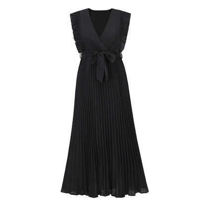 Abito lungo elegante in chiffon con maniche a volant – Perfetto per l’estate 2025 TIAMUSE Abito