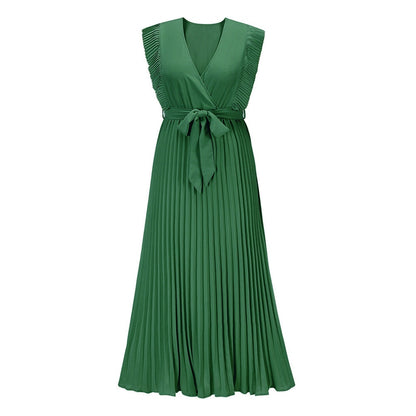 Abito lungo elegante in chiffon con maniche a volant – Perfetto per l’estate 2025 TIAMUSE Abito