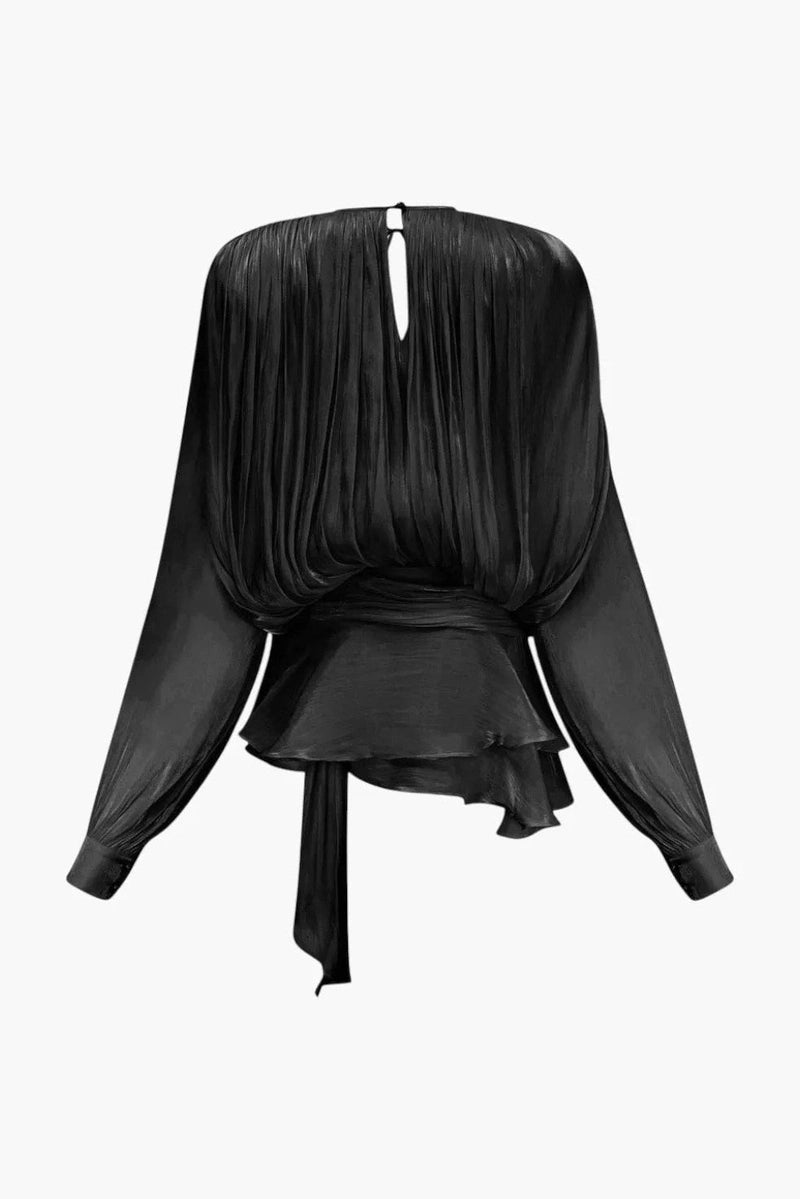 Abito nero fluido con maniche voluminose – Leggero e di tendenza 2025 TIAMUSE Abito GLAM