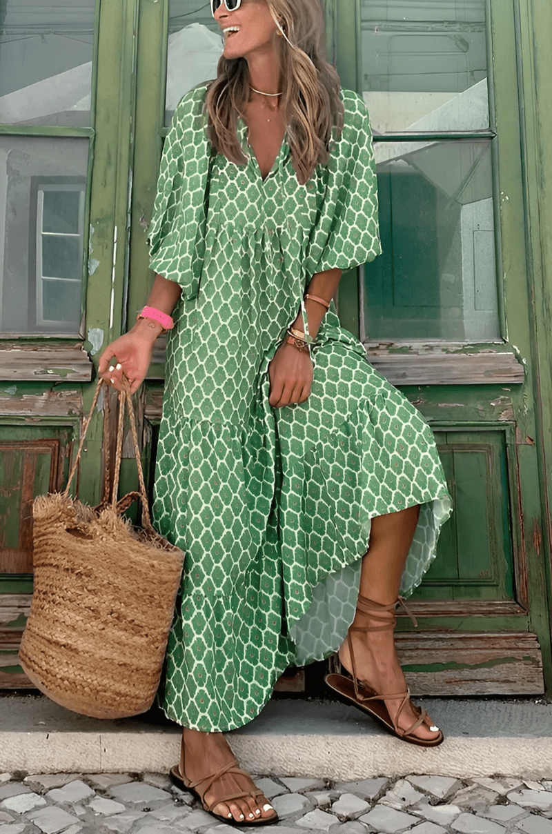 Alisia Abito Boho con Scollo a V | Vestito Maxi Elegante per un Look Estivo Chic TIAMUSE dress
