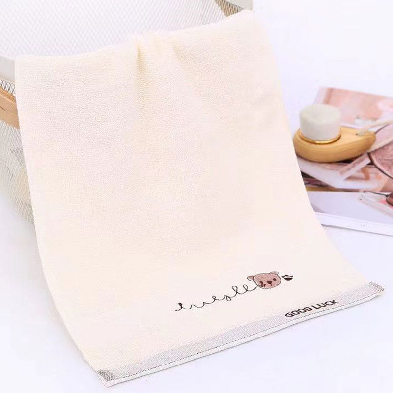 Håndklæde i bomuld med broderi af bjørn til børn | LilBear