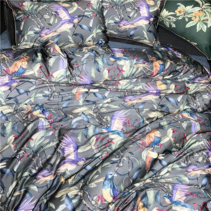 Set di Biancheria - Copripiumino e Federe a Tema Uccelli per Camere Eleganti | Nasima