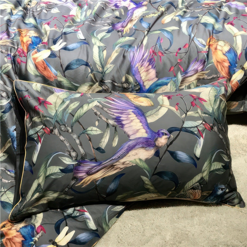Set di Biancheria - Copripiumino e Federe a Tema Uccelli per Camere Eleganti | Nasima