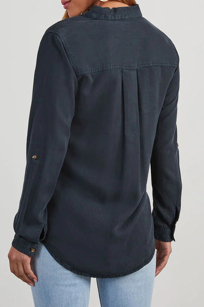 Blusa Casual Elegante con Tasche e Collo Ribattuto | Camicia in Cotone e Denim TIAMUSE Tops/Blouses & Shirts