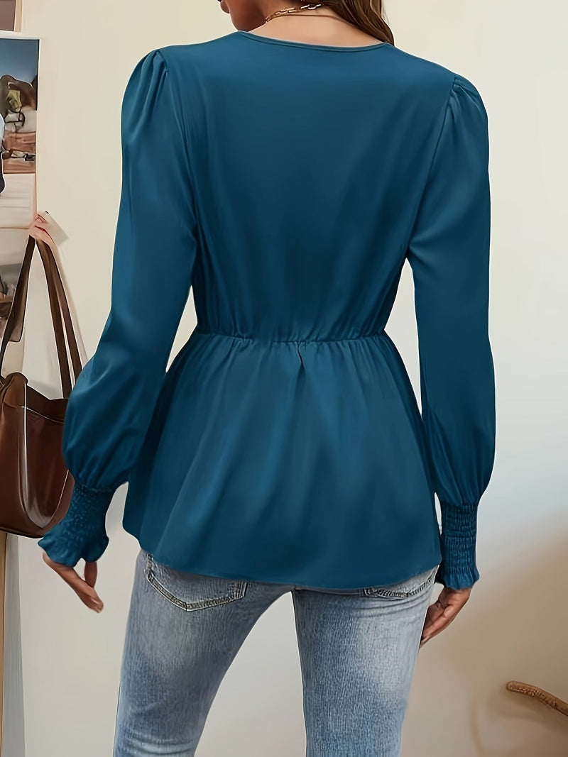 Blusa Elegante Donna Tiana | Camicetta Maniche Lunghe a Sbuffo con Nastro in Vita per Ufficio e Cerimonie TIAMUSE Bluse