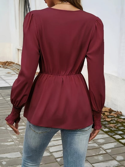 Blusa Elegante Donna Tiana | Camicetta Maniche Lunghe a Sbuffo con Nastro in Vita per Ufficio e Cerimonie TIAMUSE Bluse