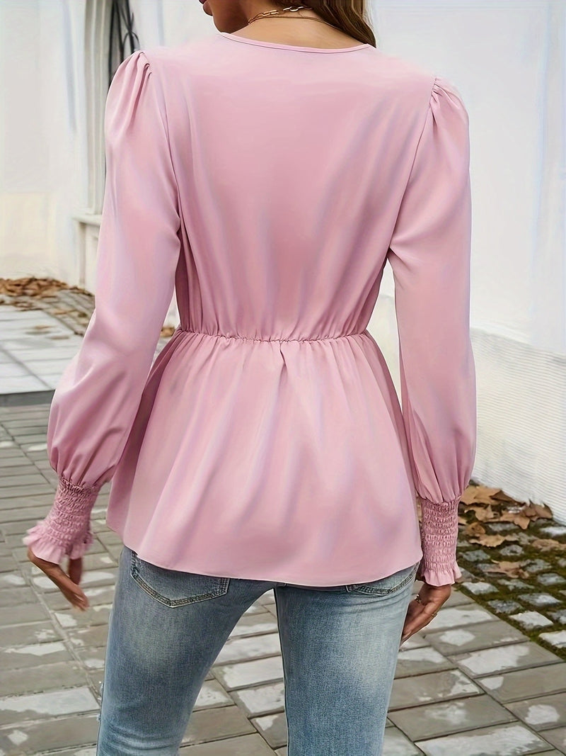Blusa Elegante Donna Tiana | Camicetta Maniche Lunghe a Sbuffo con Nastro in Vita per Ufficio e Cerimonie TIAMUSE Bluse