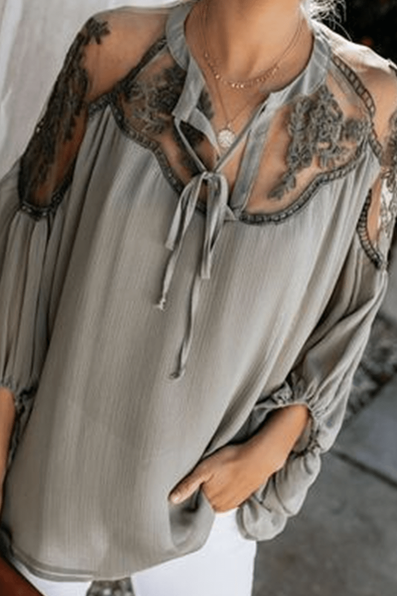 Blusa Elegante in Pizzo Ami | Top Trasparente con Scollo a V e Maniche Pipistrello per Serate & Look Casual Chic TIAMUSE Tops/Blouses & Shirts
