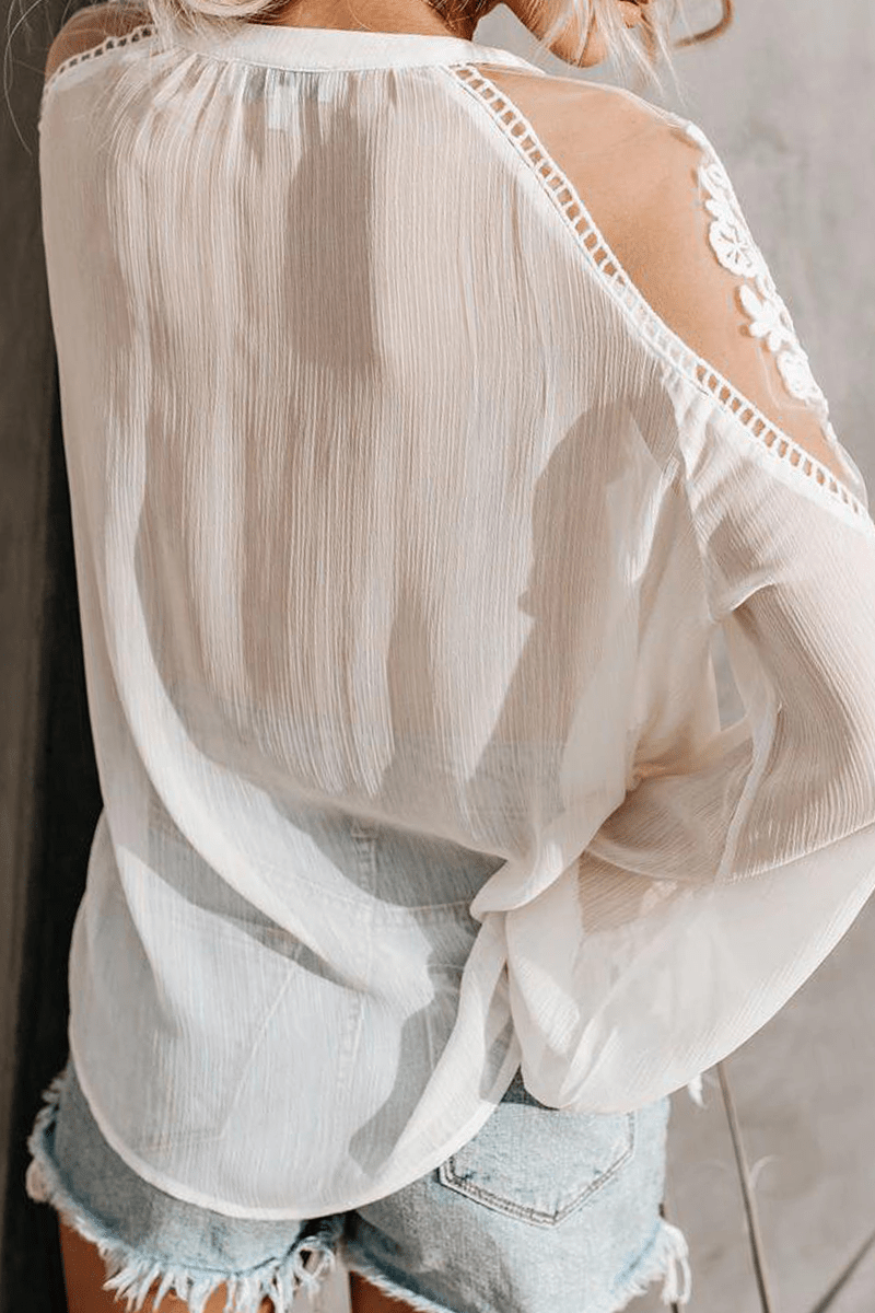 Blusa Elegante in Pizzo Ami | Top Trasparente con Scollo a V e Maniche Pipistrello per Serate & Look Casual Chic TIAMUSE Tops/Blouses & Shirts