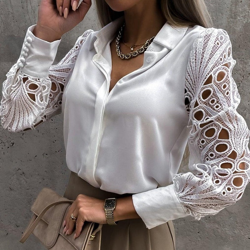 Blusa Elegante in Pizzo Donna Leani | Blusa Maniche Lunghe per Ufficio e Occasioni Casual TIAMUSE Blusa