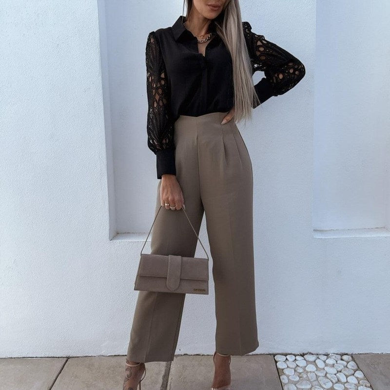 Blusa Elegante in Pizzo Donna Leani | Blusa Maniche Lunghe per Ufficio e Occasioni Casual TIAMUSE Blusa