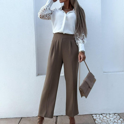 Blusa Elegante in Pizzo Donna Leani | Blusa Maniche Lunghe per Ufficio e Occasioni Casual TIAMUSE Blusa