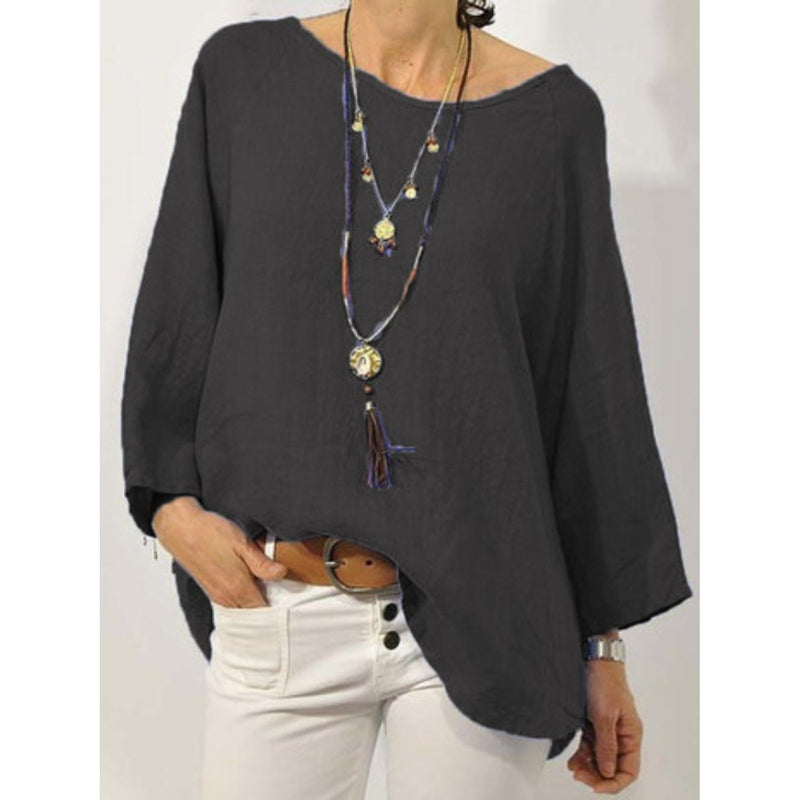 Blusa Oversize in Lino Naturale – Maniche Lunghe e Vestibilità Comoda | Nina TIAMUSE Blusa