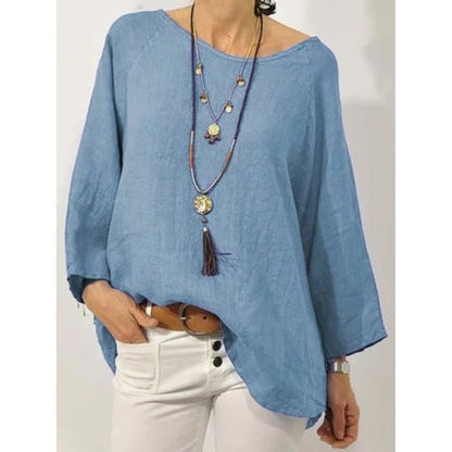 Blusa Oversize in Lino Naturale – Maniche Lunghe e Vestibilità Comoda | Nina TIAMUSE Blusa