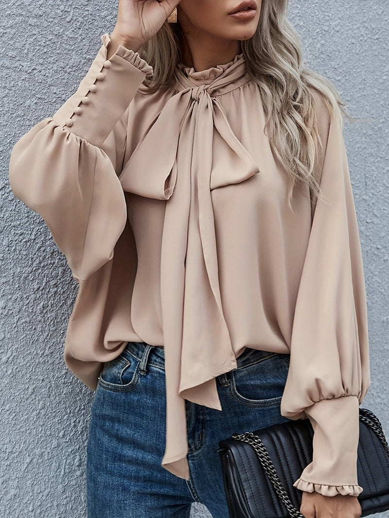 Blusa di Tendenza Riali | Camicia Donna Elegante con Fiocco e Maniche a Sbuffo per Primavera-Estate TIAMUSE Shirts